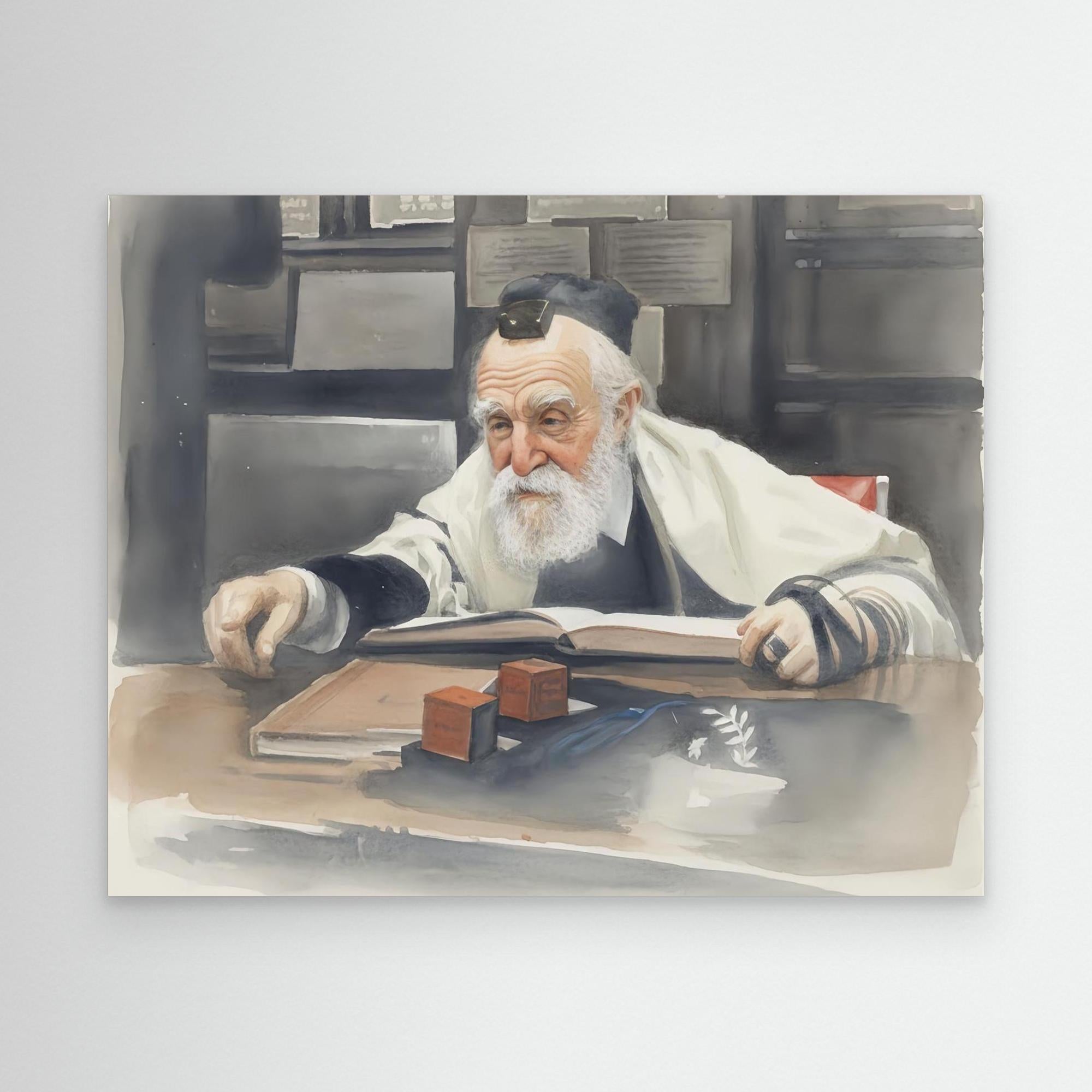  Rav Moshe Feinstein - Watercolor